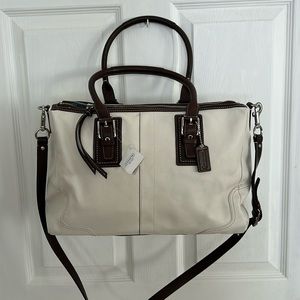 NWT Coach white leather satchel. F12444